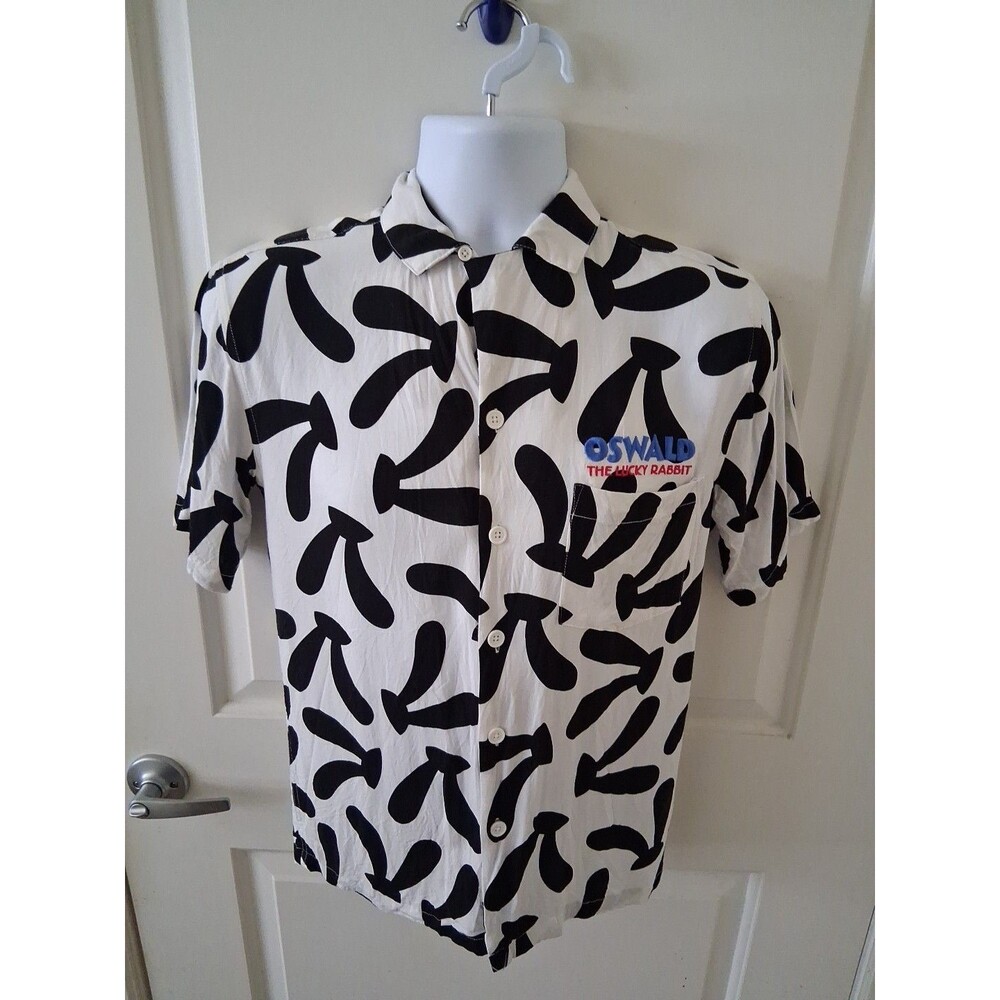 Disney 100th Anniversary Oswald The Lucky Rabbit Camp Button Front Shirt Sz XS